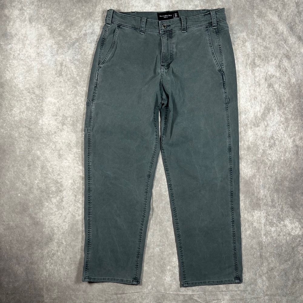 Abercrombie & Fitch Mens 30x30 Stretch Carpenter Canvas Pants Gray Straight Leg